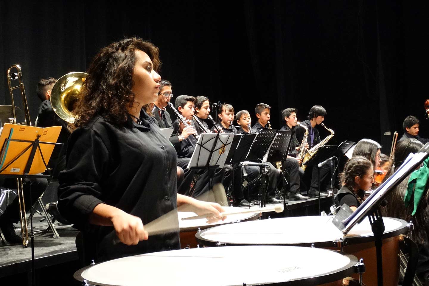 Foto de la sección de percusiones de la orquesta Sonar las Joyas